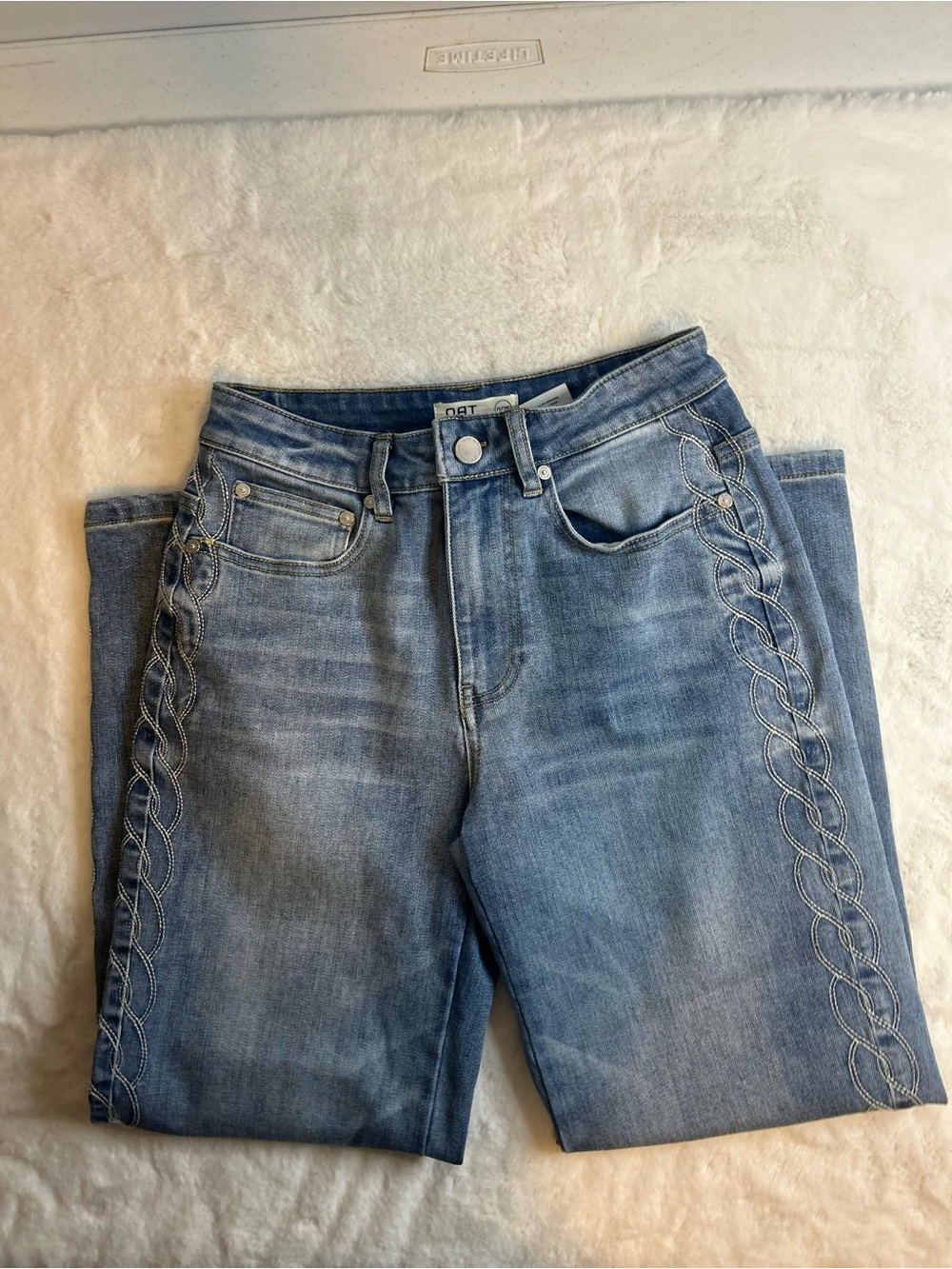 OAT New York Jeans 0 25 Blue Denim Braided Embroidered Side Detail - Picture 4 of 10